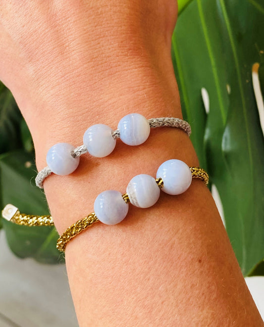 Blue Lace Agate Beach Candy Rocks Bracelet by Spike Rocks, jewellery for women who rock