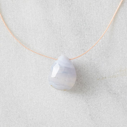 Blue Lace Agate Floating Rock Necklace